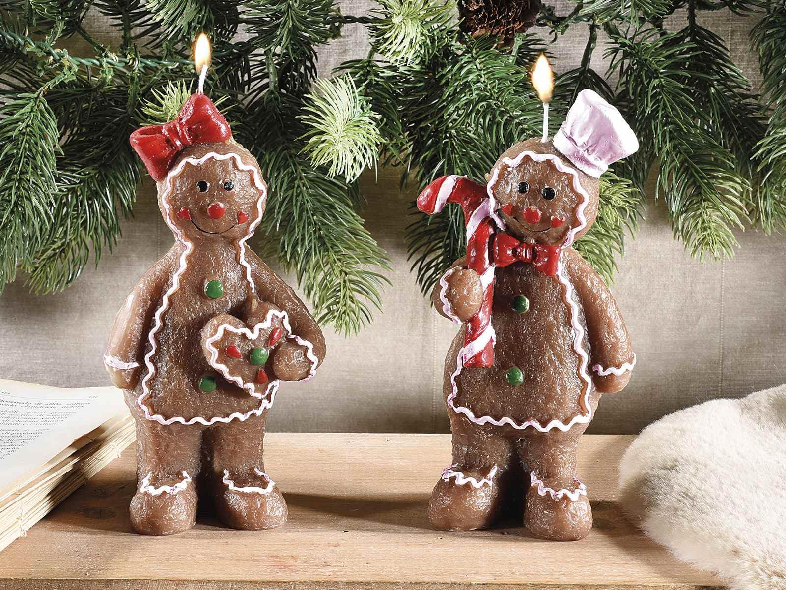 Gruppo Maruccia - Velas navideñas con forma de galletas navideñas - Decoración para mesa y chimeneas - Juego de 6 envasadas individualmente - Idea regalo
