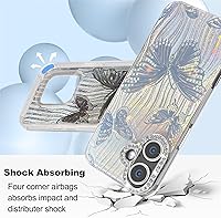 Vista 318 de I-MGAE-IN-AR - Funda diseñada para iPhone 12 y 12 Pro, diseño de mariposa plateada brillante, funda protectora de poliuretano termoplástico, suave