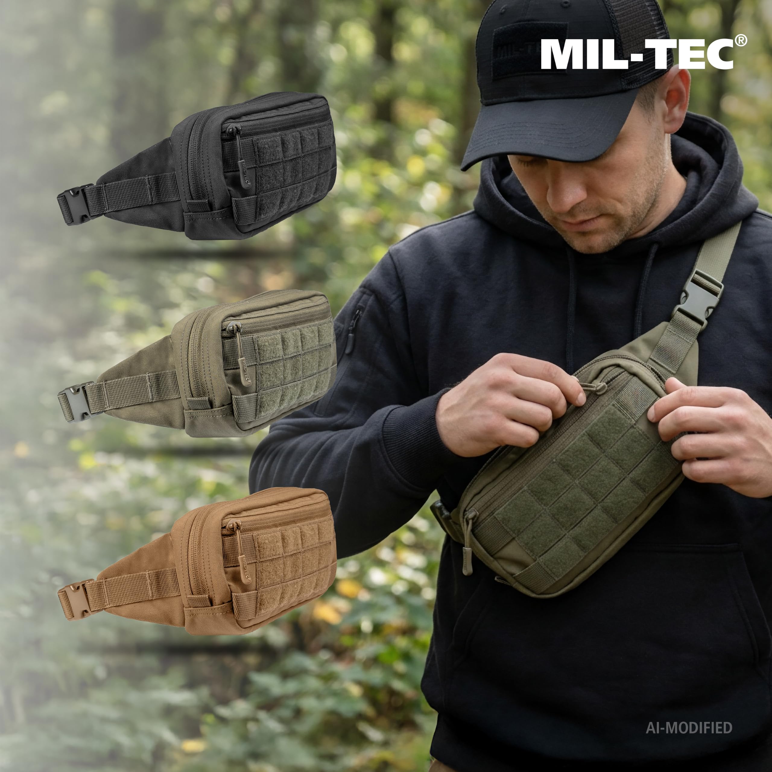 Mil-Tec Męska torba na pasek, czarna, rozmiar uniwersalny