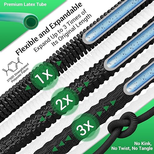 Miniatura 3 de NGreen Manguera de jardín expandible y flexible, tela duradera y tubo interior de látex, manguera de agua ligera y fácil de almacenar, sin