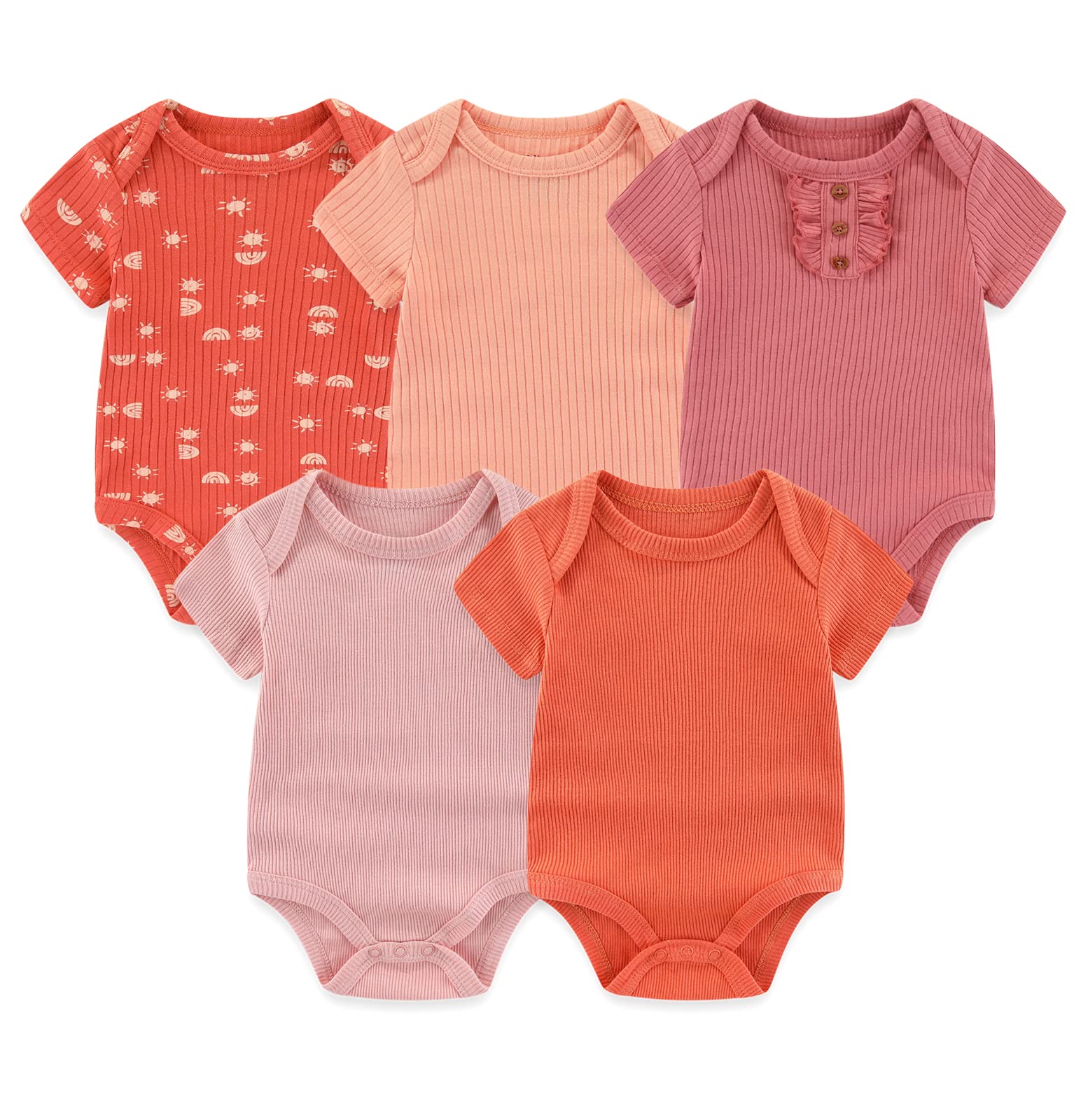 Chamie Baby Bodysuit Cotton Short Sleeve Vests for Newborn 5-Pack One-Piece Suit for Boy and Girl 0-12 Months… — view 10