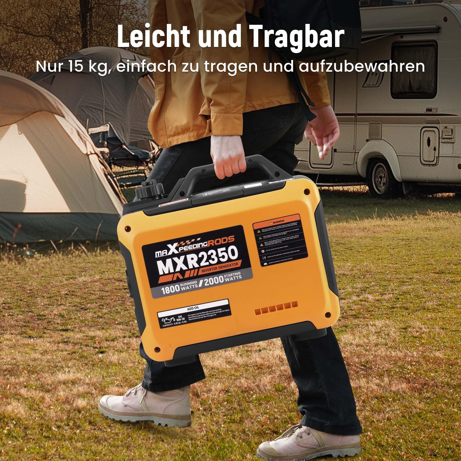 maXpeedingrods Inverter Stromerzeuger 2000W Stromgenerator Benzin 4 Takt mit USB und 230V Steckdosen, Digitalanzeige, kompakt und leicht für Camping, Outdoor Reise, Wohnmobil