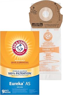 Arm & Hammer Premium Vacuum Bag, Replacement for Eureka AS Style, Premium Allergen and Odor Eliminating 9-pack,Black