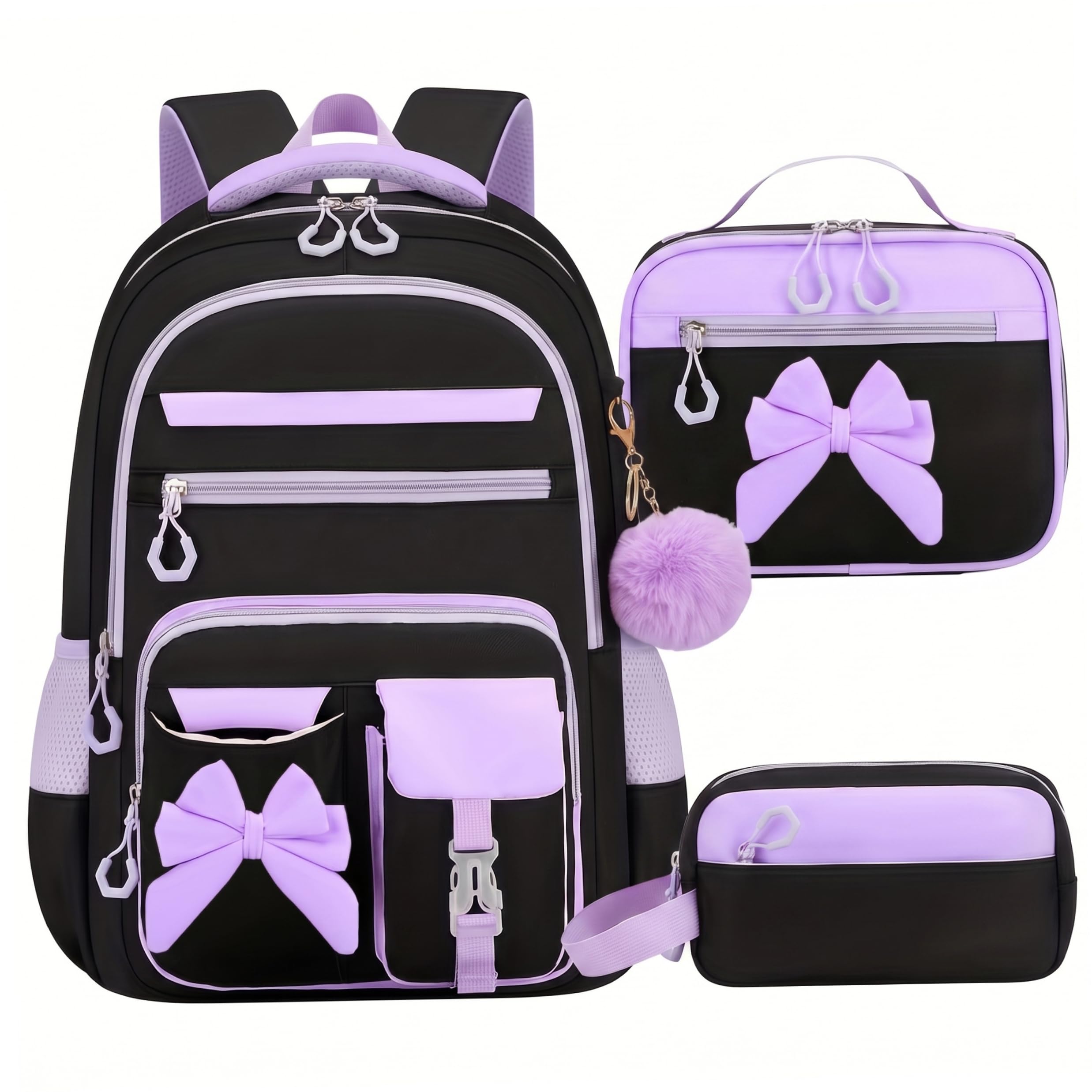 Zaino viola per ragazze, zaino viola per ragazze, set di capacità per la scuola