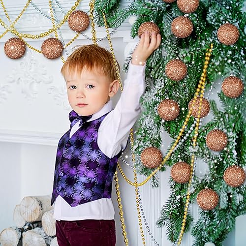 Vista 123 de Lyrow Juego de 24 adornos de bolas de Navidad con purpurina de 4 pulgadas, bolas de Navidad a granel, adornos colgantes de espuma de lentejuelas