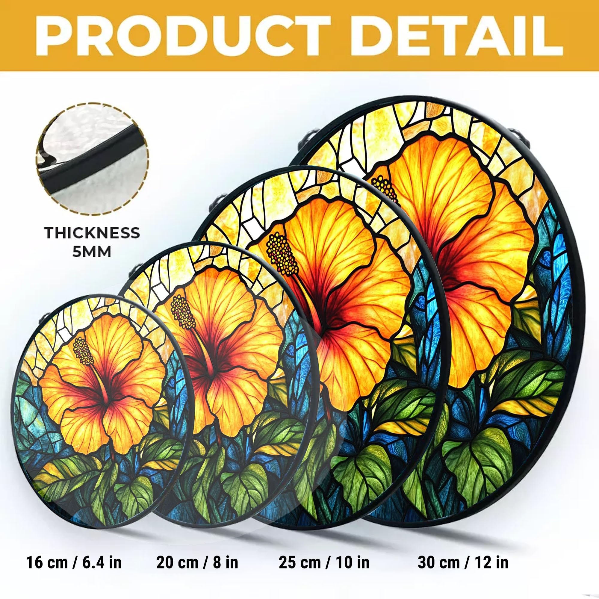 Amazon.com: Hibiscus Flower Stained Glass Window Hanging,7.9