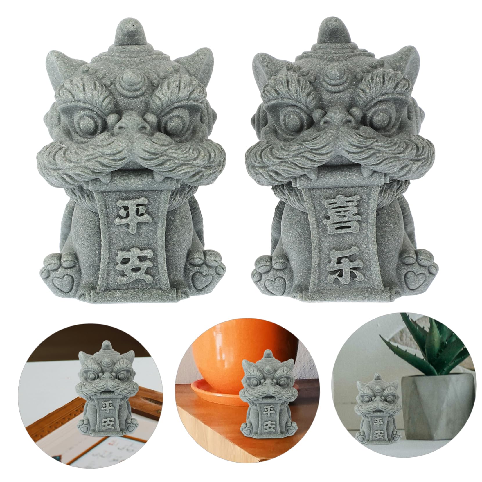 中国 置物 石 犬 彫刻 獅子