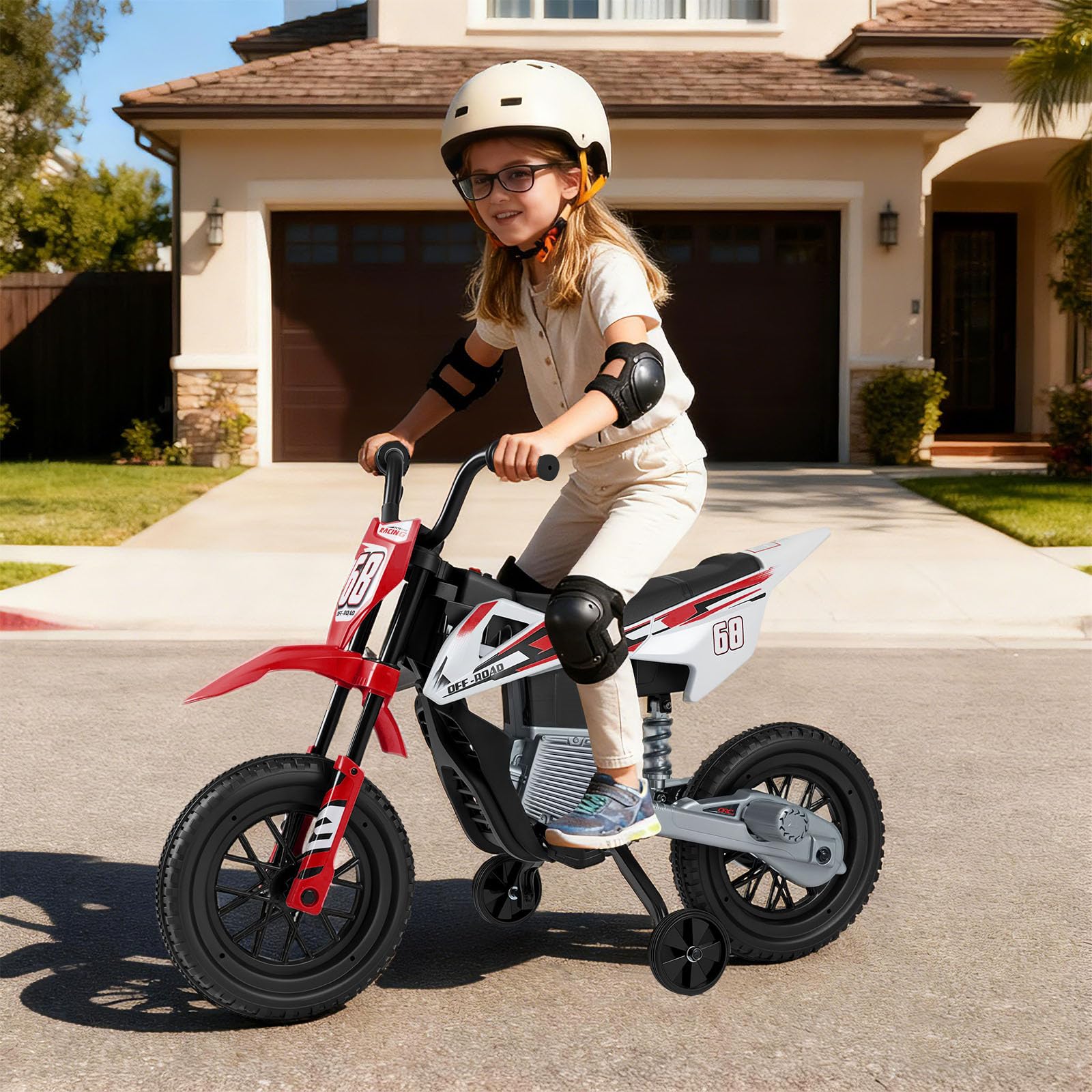 COSTWAY 12V Voiture Électrique Enfant avec Roues d'Entraînement & Batterie Amovibles, Suspension à Ressorts, 3-5 km/h, Charge 30 kg, 3-8 Ans