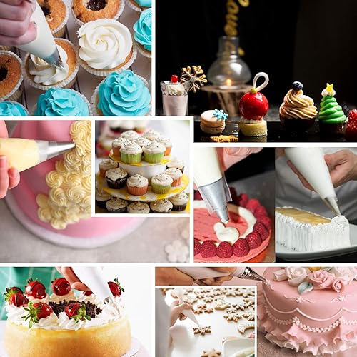 Miniatura 8 de Paquete de 100 bolsas de pastelería  Bolsas de decoración desechables con 3 bolsas de glaseado atadas para todos los tamaños Kit de puntas y