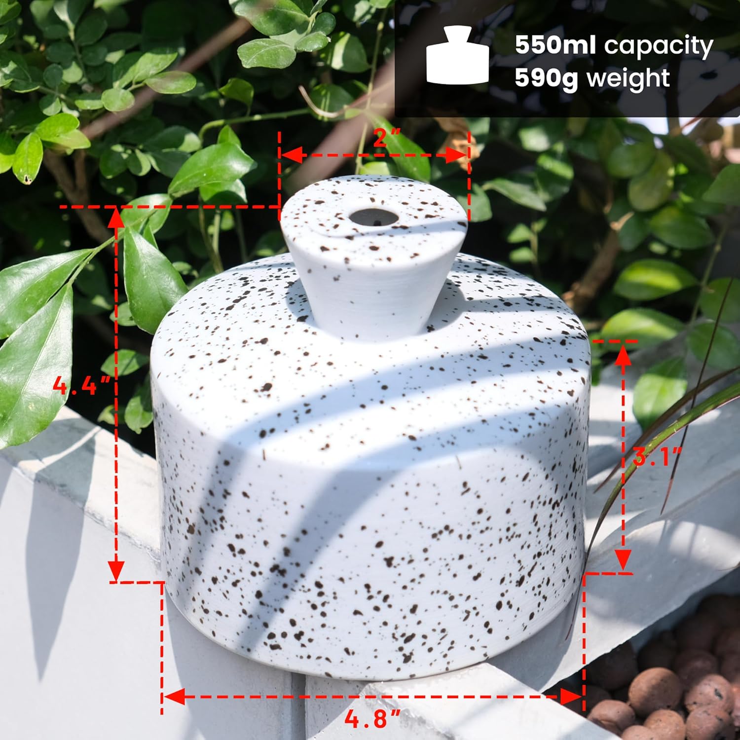 Ceramic Watering Bell, Decorative Watering Can for Plants, Stylish Indoor and Outdoor Watering Pot, Perfect for Home Garden and Office Décor(Starry White 19 fl oz)
