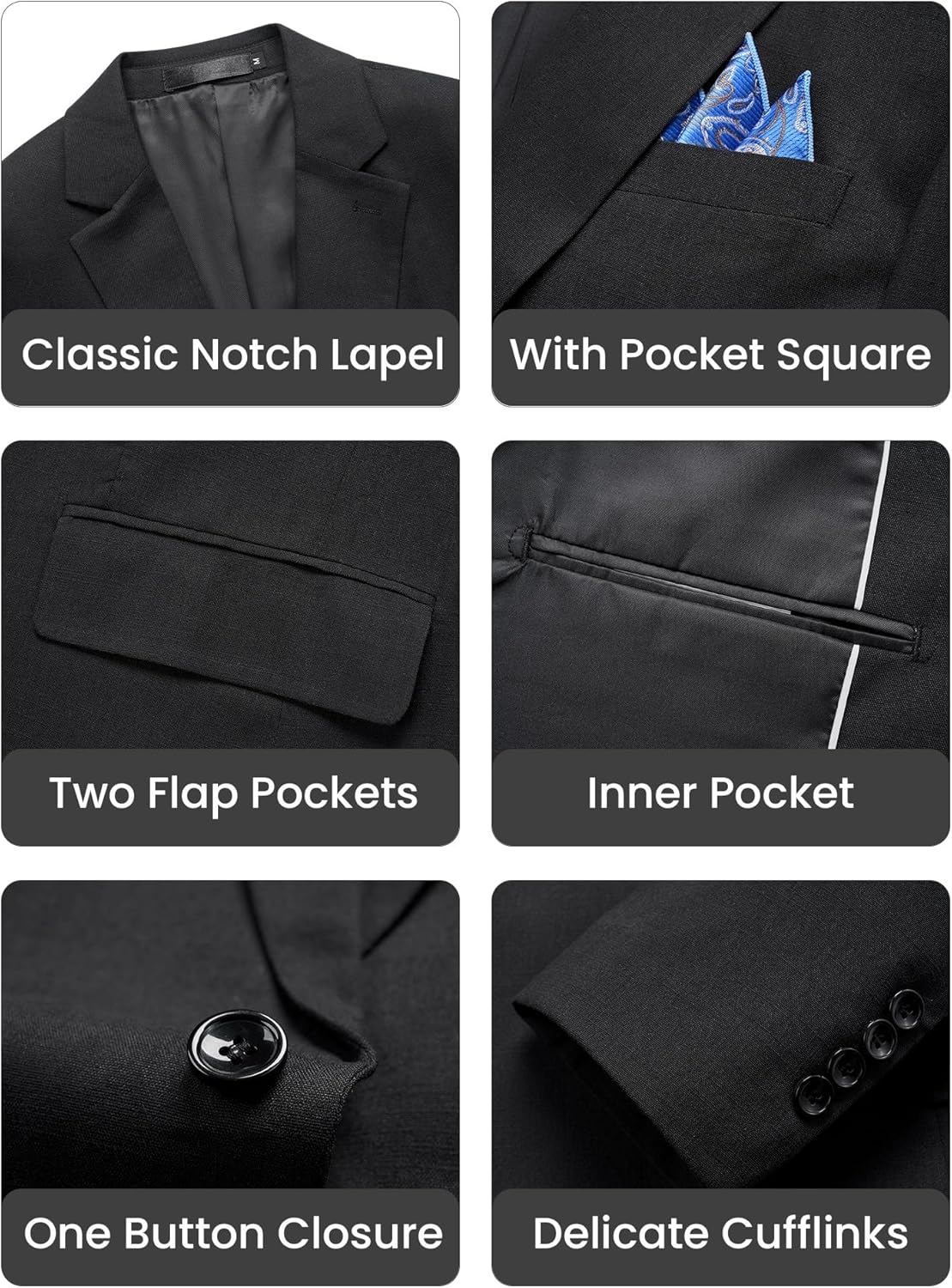 MAGE MALE Men's Slim Fit Blazer Jackets Suit One Button Lightweight Sport Coats Casual Blazer - Image 4