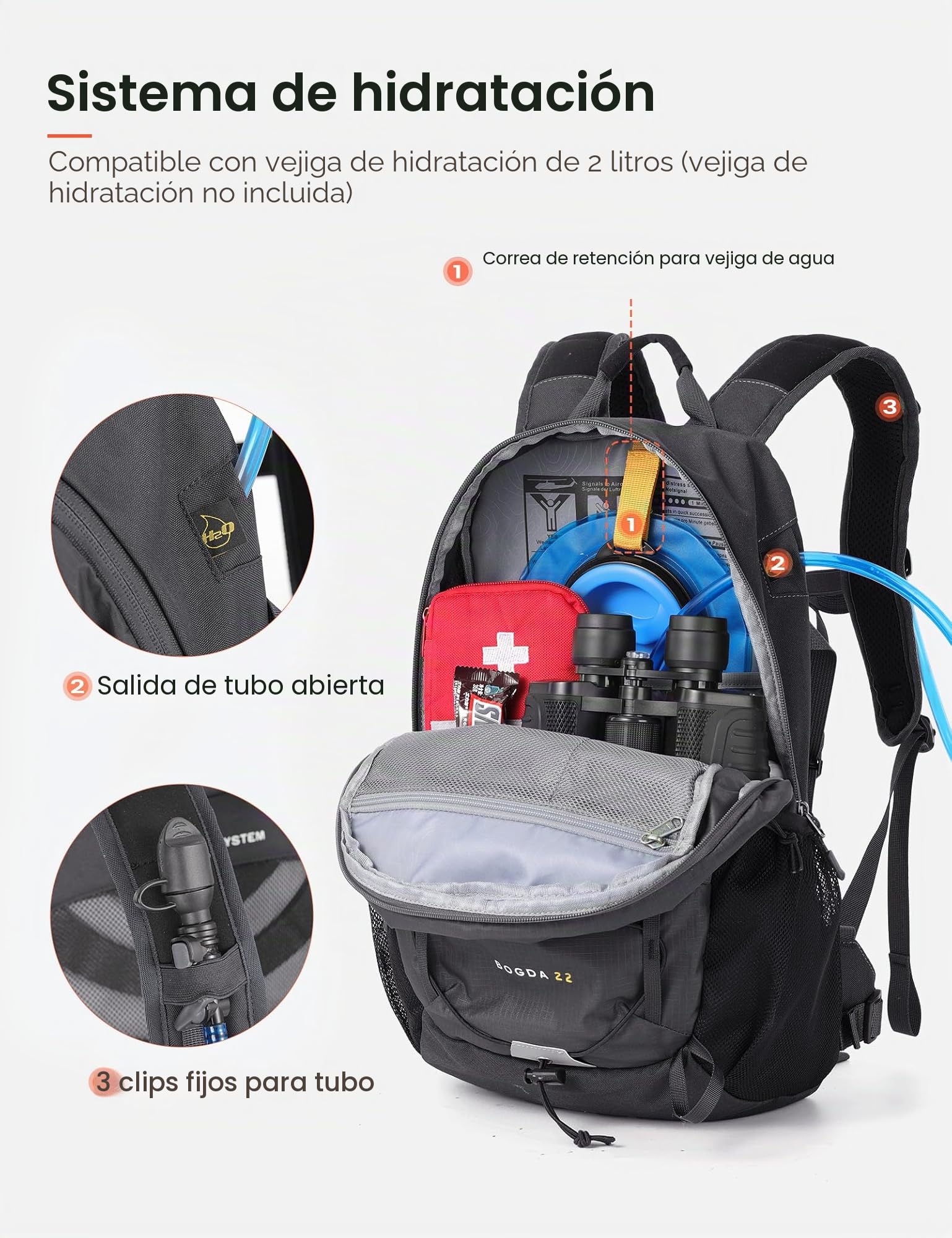 SKYSPER 22L Mochila de senderismo hombre mujer a prueba de robos | Mochila trekking ligera con espalda ventilada malla de aire transpirable para senderismo viajes excursiones de un día