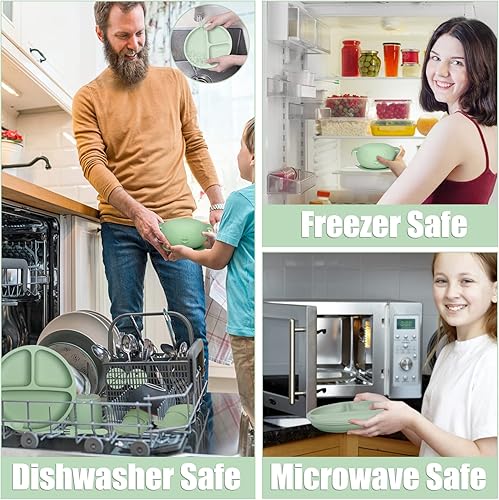 Miniatura 5 de Juego de 11 piezas de alimentación de silicona para bebés, suministros de alimentación de destete LED, cuenco de succión fuerte y placa de succión,