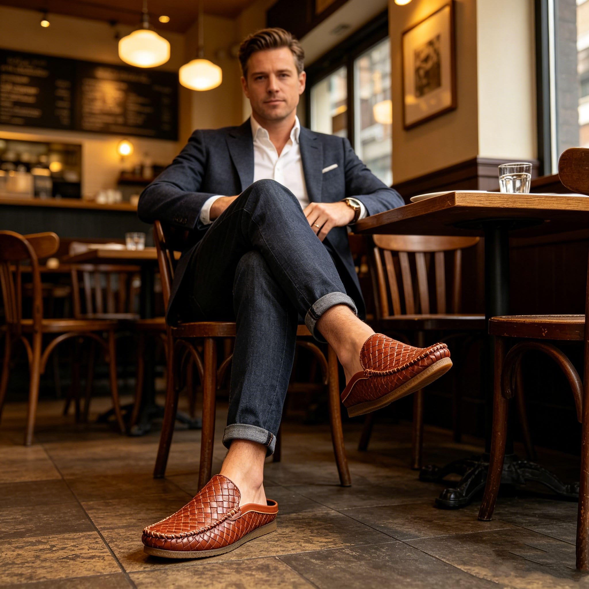Mocassini da uomo Slip on Mules Backless Mocassini Scarpe da uomo Estate Slip-on Backless Sneakers Zoccoli Pantofole in Pelle Traspirante Mocassini Mules