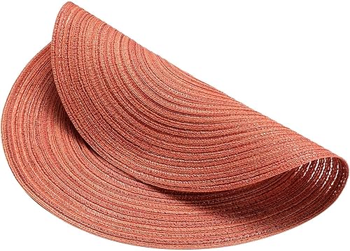 Miniatura 5 de AHHFSMEI Juego de 8 manteles individuales redondos trenzados, para mesas de comedor, tejidos naturales, resistentes al calor, 15 pulgadas (naranja 8)