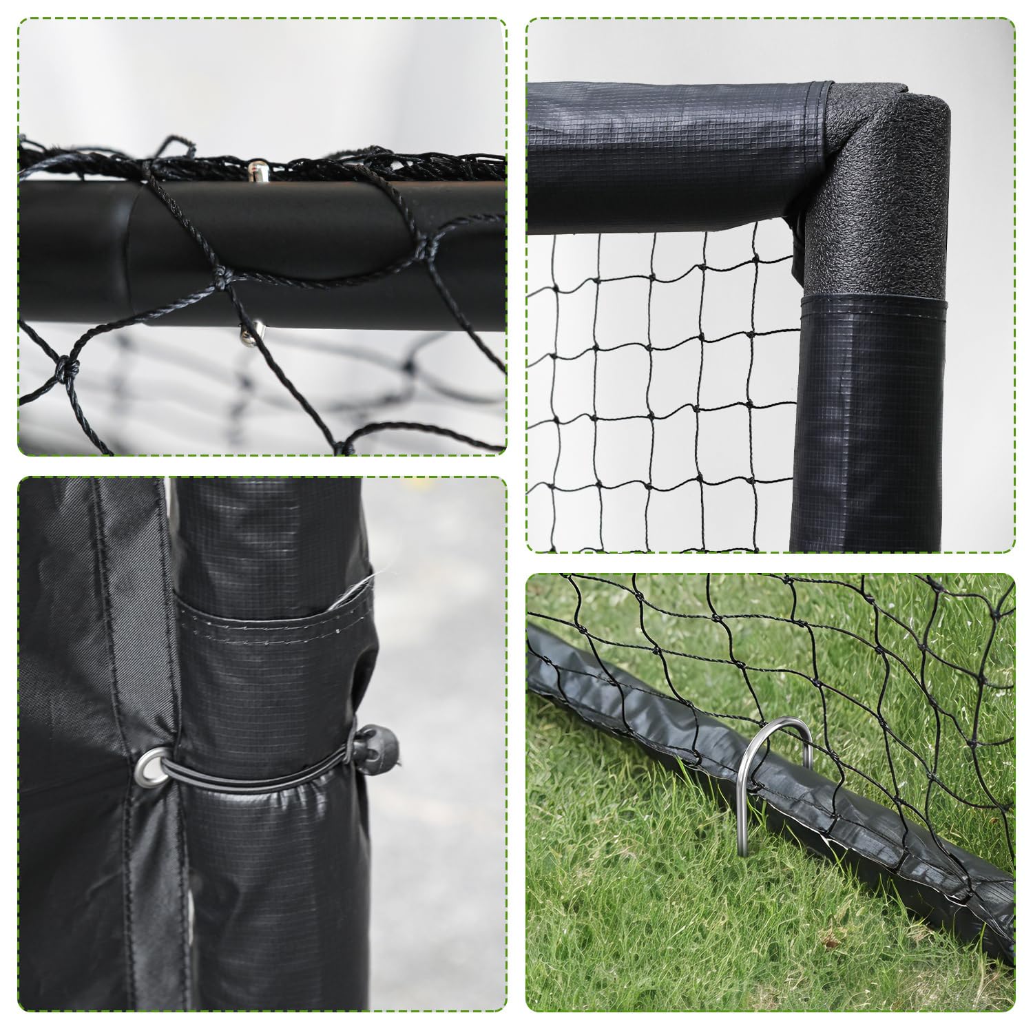 Metall Fußballtor,Fußballtor mit Stahlrahmen mit Polsterung, Erdhaken für Strand, Park, Trainingstore, Spielplatz, Hinterhof, Garten