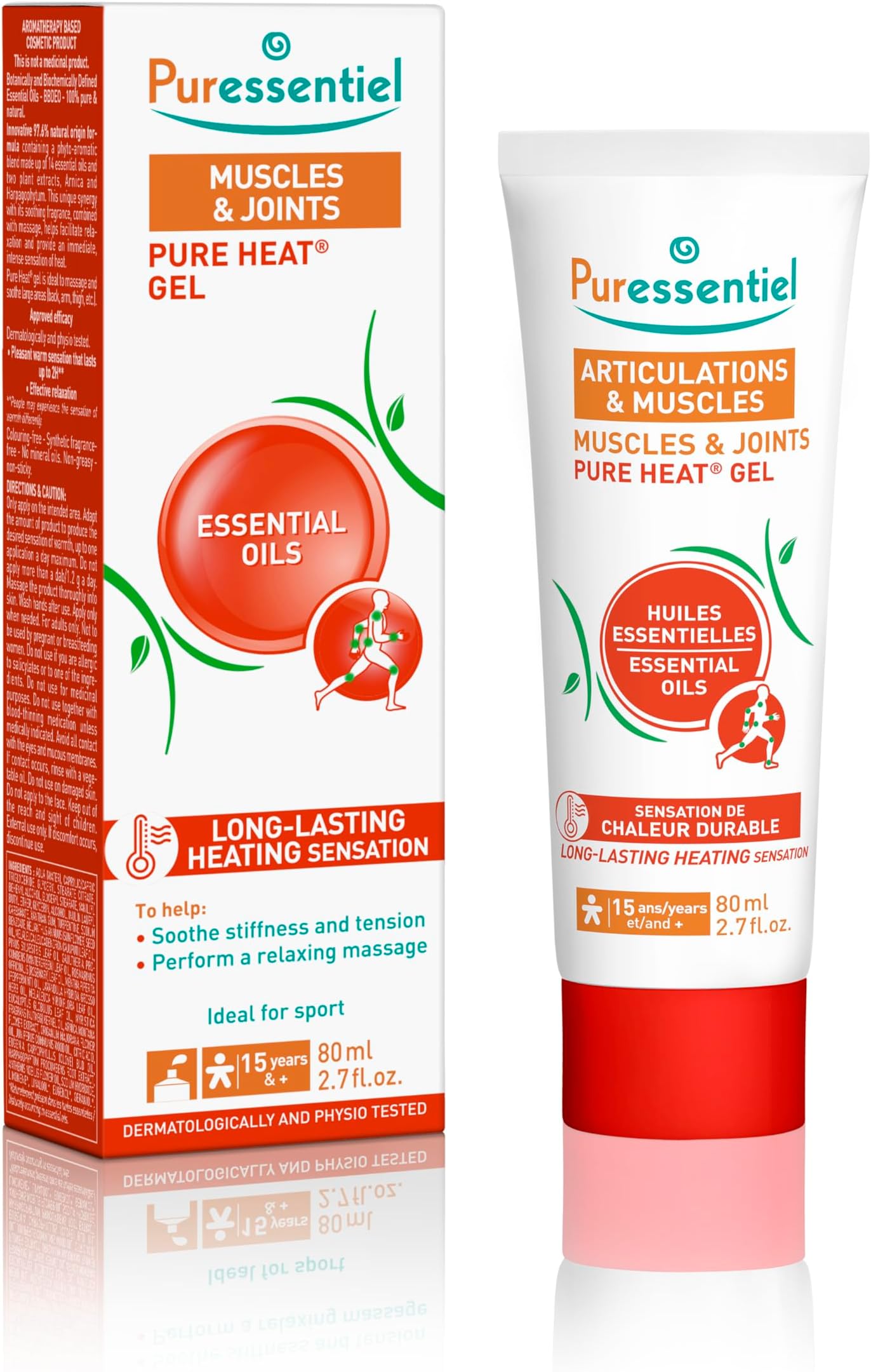 Puressentiel Muscles and Joints Pure Heat Gel | Enriched with Essential Oils | Long Lasting Heating Sensation | 15 years and above | 80ml
