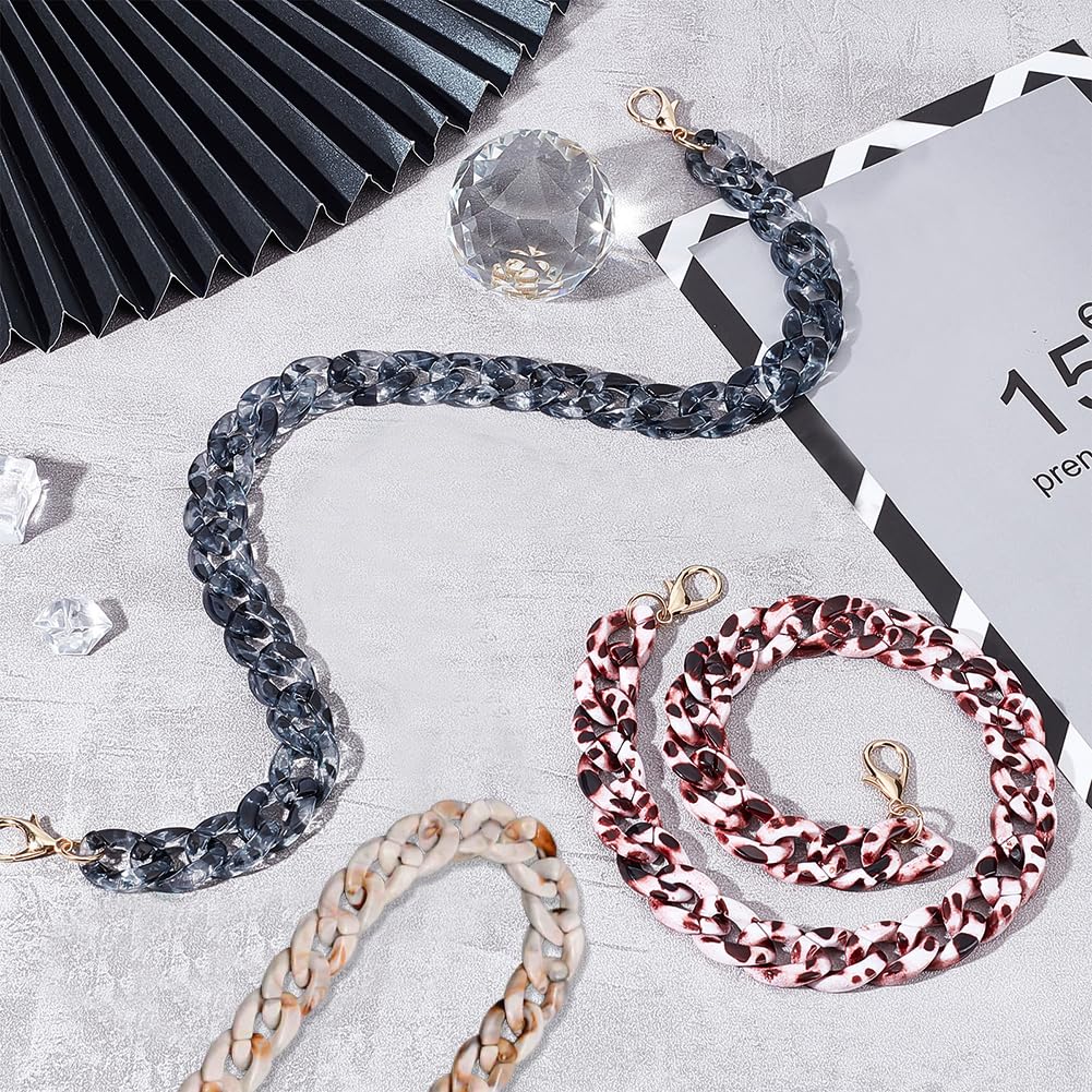 WADORN Sangle De Chaîne De Sac à Main En Métal, Chaîne De Bandoulière En Métal Arc-en-Ciel De 119.3 Cm Chaîne De Remplacement De Sac à Main Coloré Avec Fermoirs Pivotants Pour Accessoires