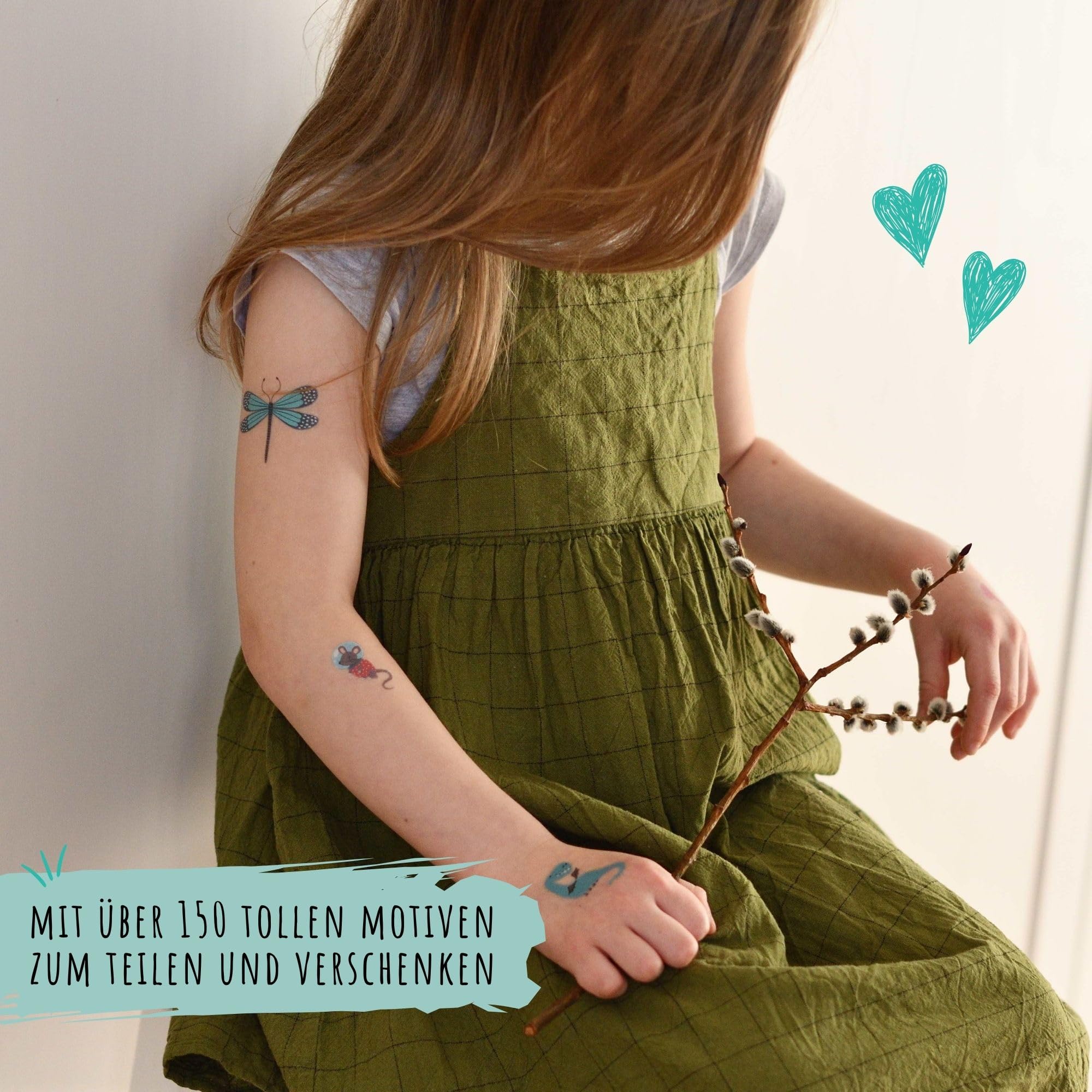 Hautfreundliche Kindertattoos zum Aufkleben - Motiv DU & ICH, Freundschaftstattoos, Kinder-Tattoo Set mit 5 Bögen, Tattoos Kinder, 100% Vegan und Hergestellt in Österreich, JEKA - 4