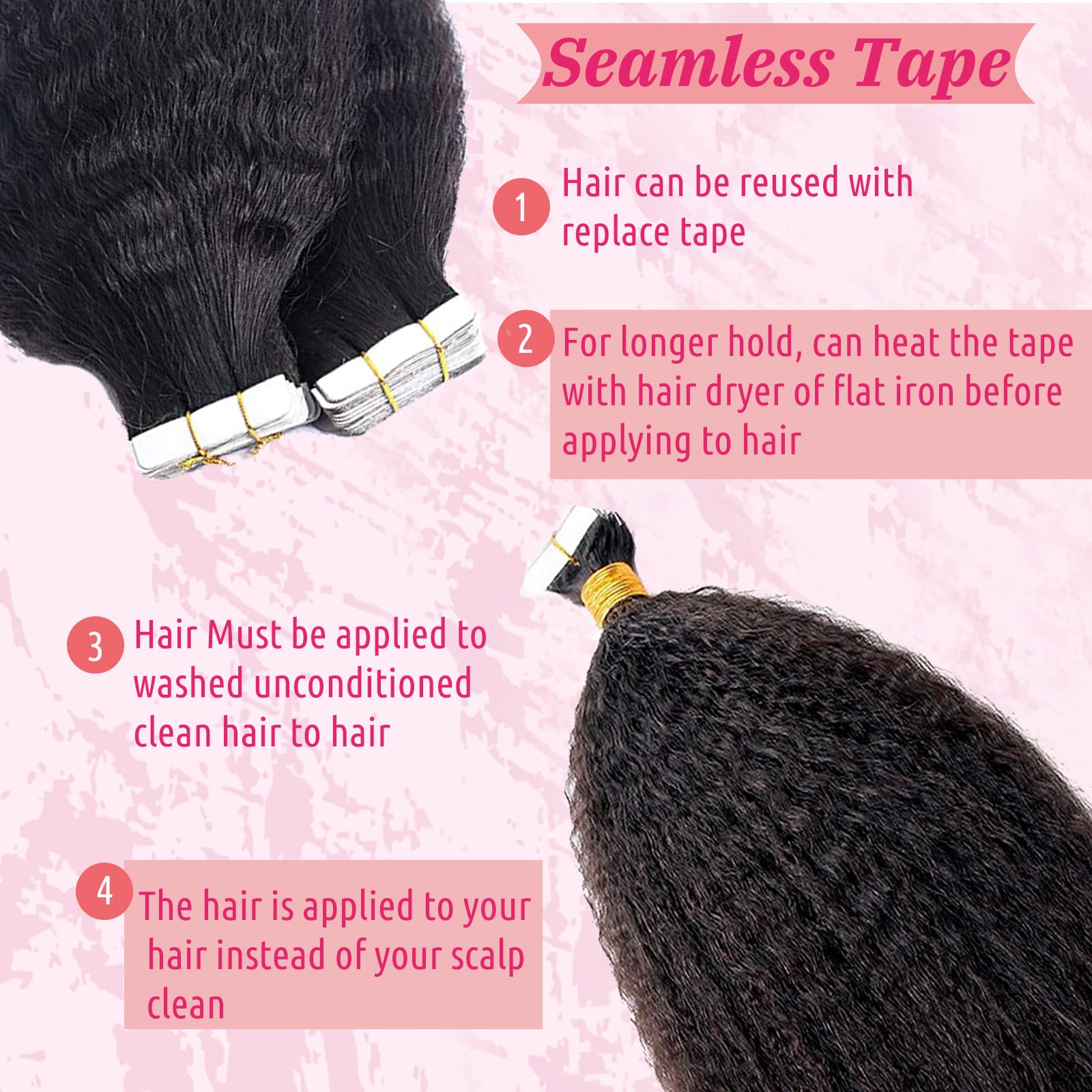 22 Inch Tape In Hair Extensions, 40 Pieces 100g Human Hair Remy PROKYVITY 100G Tape in Hair Extensions 100% Human Hair  main image 4