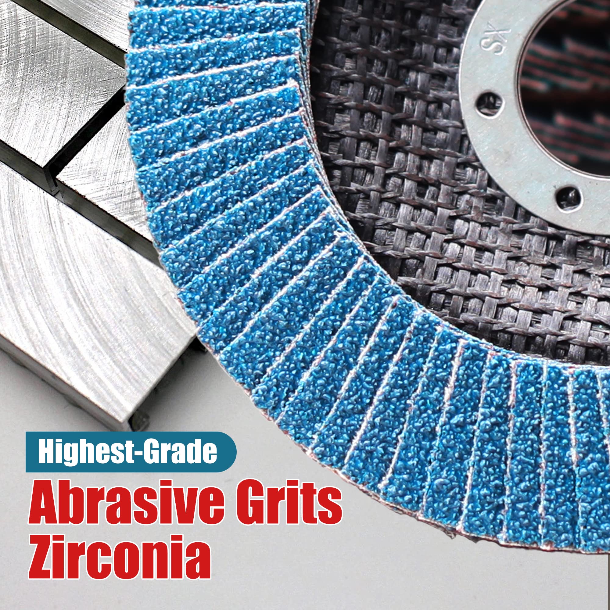 EZARC Disque a Lamelle, Rondelles de Blocage Crantées Ø 125 mm x 22,2 mm Lot de 10 Disques à Lamelles Bleus, Grain 40 Pour Inox, Métal et Bois