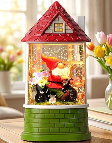 Miniatura 12 de Village - Linterna navideña de globo de nieve de 12 pulgadas, decoración de Navidad iluminada para interiores con temporizador de música, purpurina,