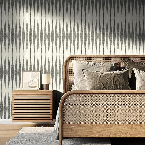 Miniatura 3 de Wudnaye Papel tapiz geométrico a rayas para despegar y pegar, papel de contacto geométrico de 17.7 x 118.1 pulgadas, moderno, extraíble, para