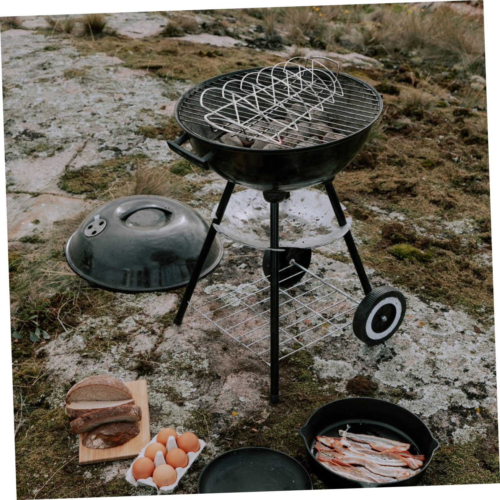 Toddmomy Griglia Barbecue 1 Pezzo in Acciaio Inox, Supporto Costine | Argento, Portatile, Assorbimento Rapido del Calore, per Picnic e Barbecue Domestico