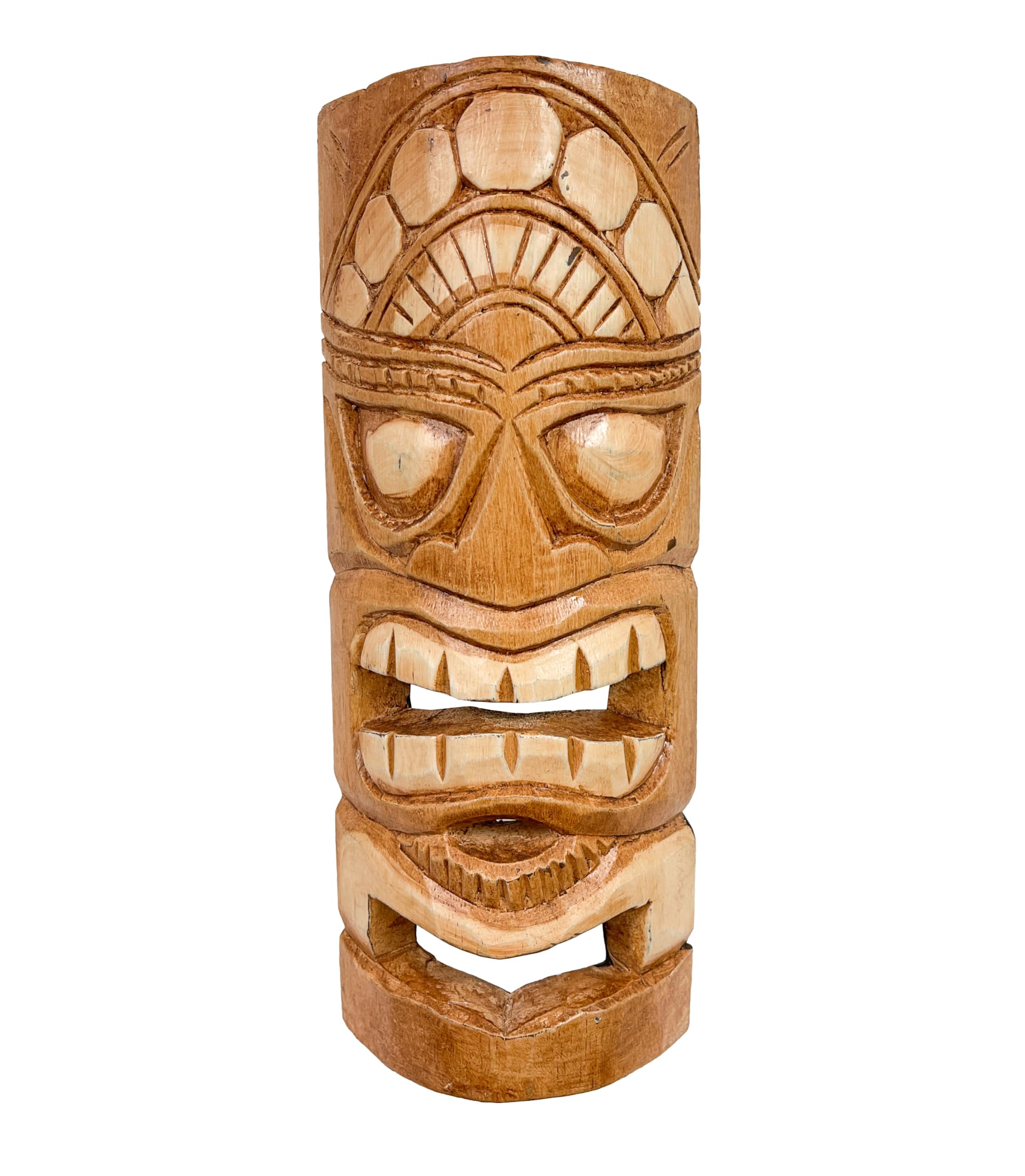 My Family House Tiki Mask Wall Hanging - Natural - Hand Carved Albesia Wood Decoration Tiki Bar Hawaiian Garden Hand Painted Tropical