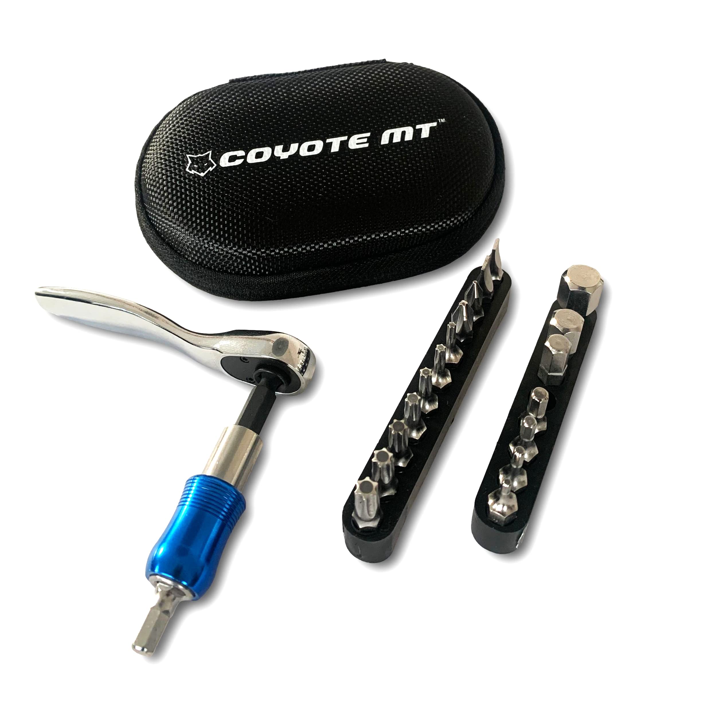 Mini Ratchet Tool Set Professional & Stylish Multitool Repair Kit for Road & Mountain Bikes - Compact Multi Tool for Your Bicycle, Home or Work - 19 x S2 Bits & Hard Case Pouch