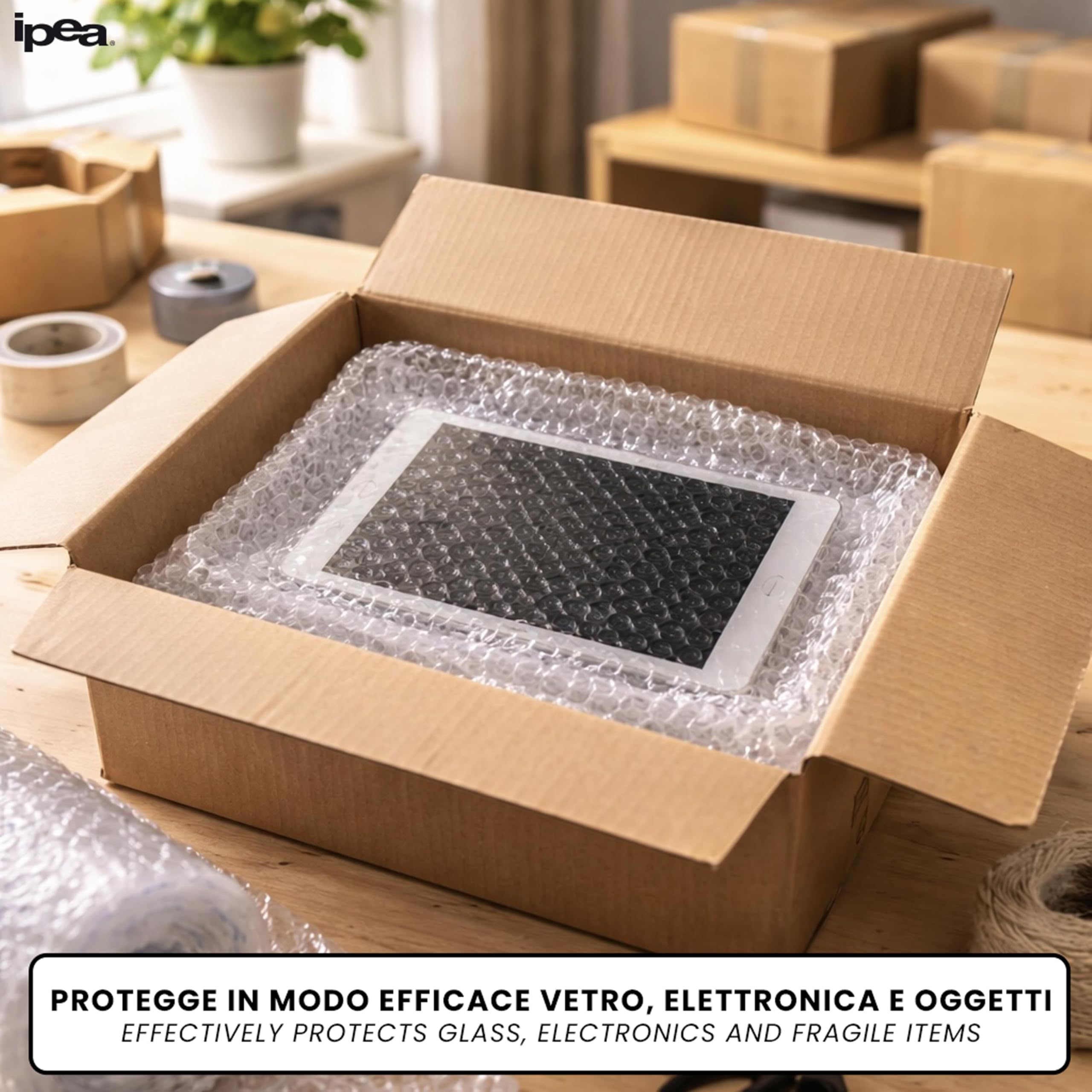 IPEA Rollo de Plástico de Burbujas para Embalaje y Envío – 20 Metros x 30 cm – Made in Italy – Pluriball - Burbujas de Aire Protección, Acolchado, Embalaje Objetos – Resistente Desgarro - 55 gr/mq