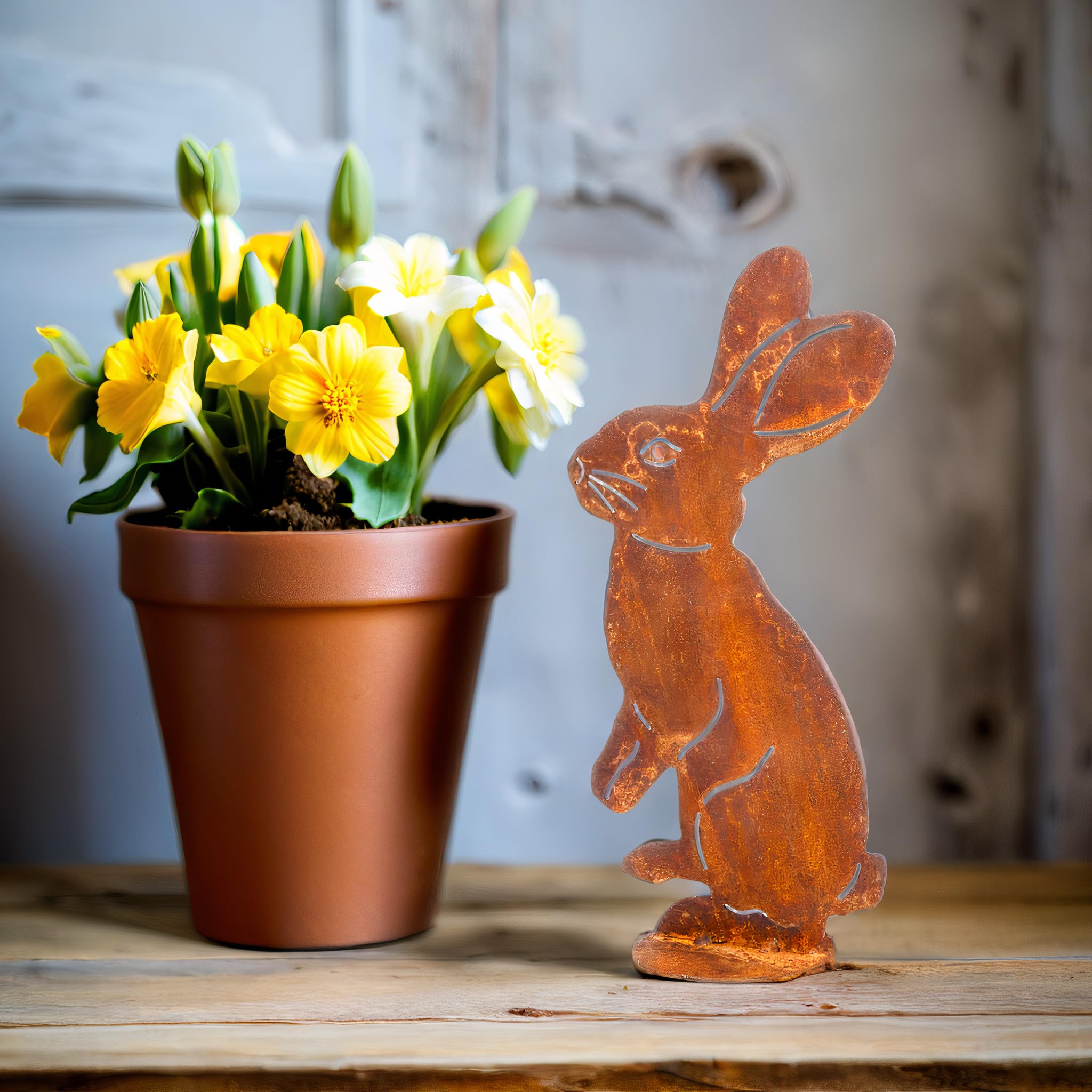 Decorazione Di Pasqua Coniglio Seduto Intagliato 7 CM Hasenfreund - Foto 3