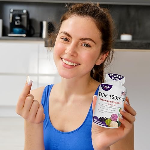 Miniatura 6 de Womens DIM Complex 150mg - Bioperine Estrogen Balancing Pills for Menopause & Hot Flashes Relief Support Hormonal Acne Powerful Supplement - 60