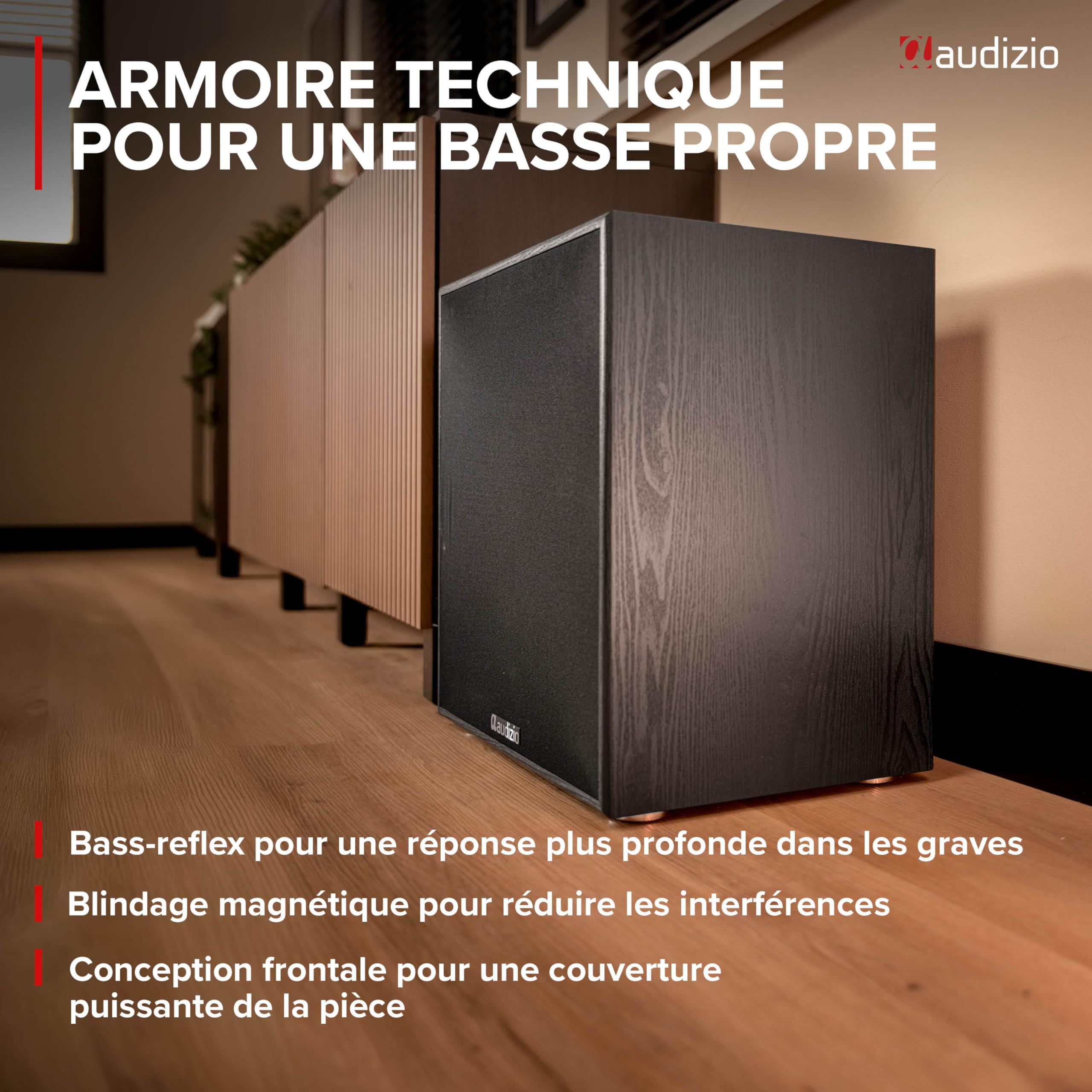 Audizio SHFS15B Subwoofer Actif 15 Pouces 500W Noir - Caisson de Basses Hi-FI pour Home Cinema et Système Audio Salon