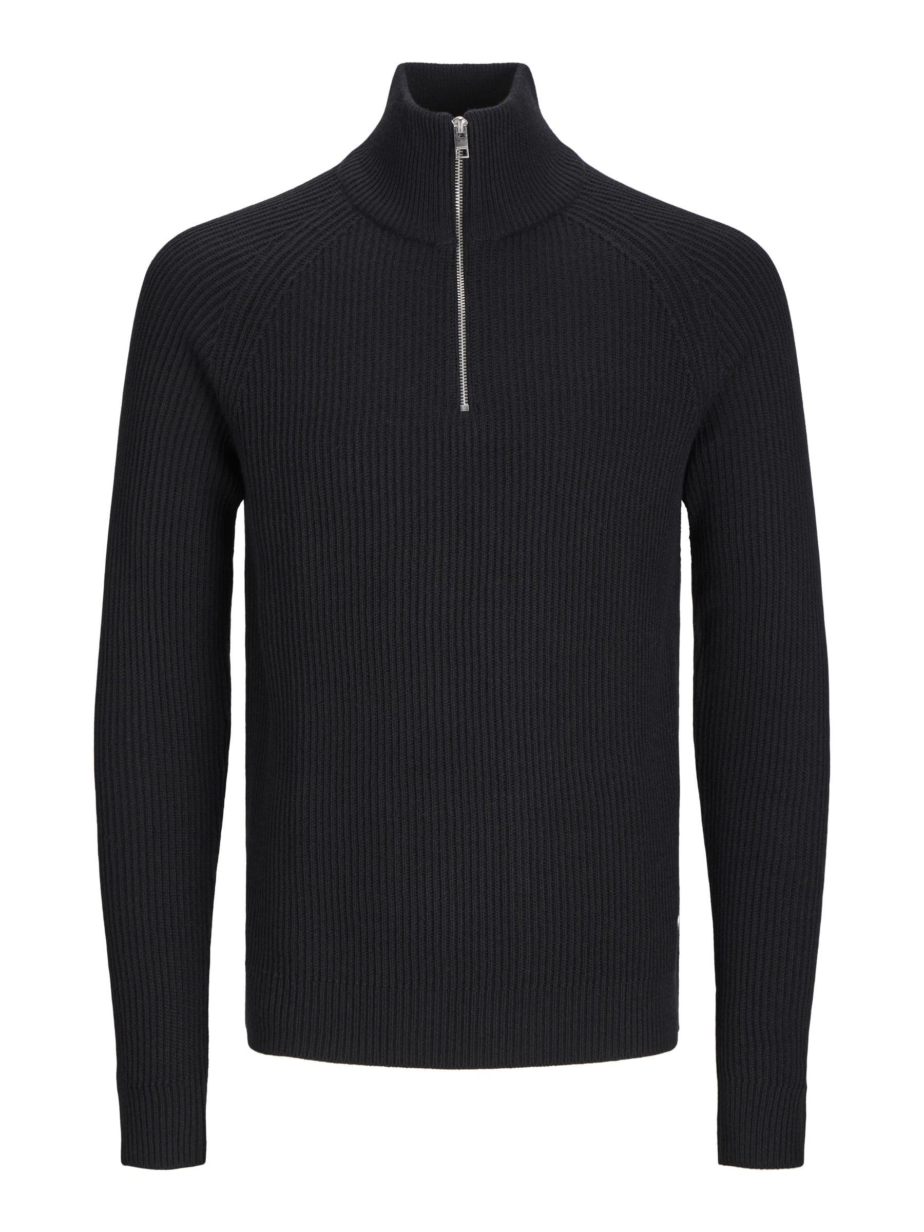 JACK & JONES Male Strickjacke mit Viertelreißverschluss Meliert Strickjacke mit Viertelreißverschluss