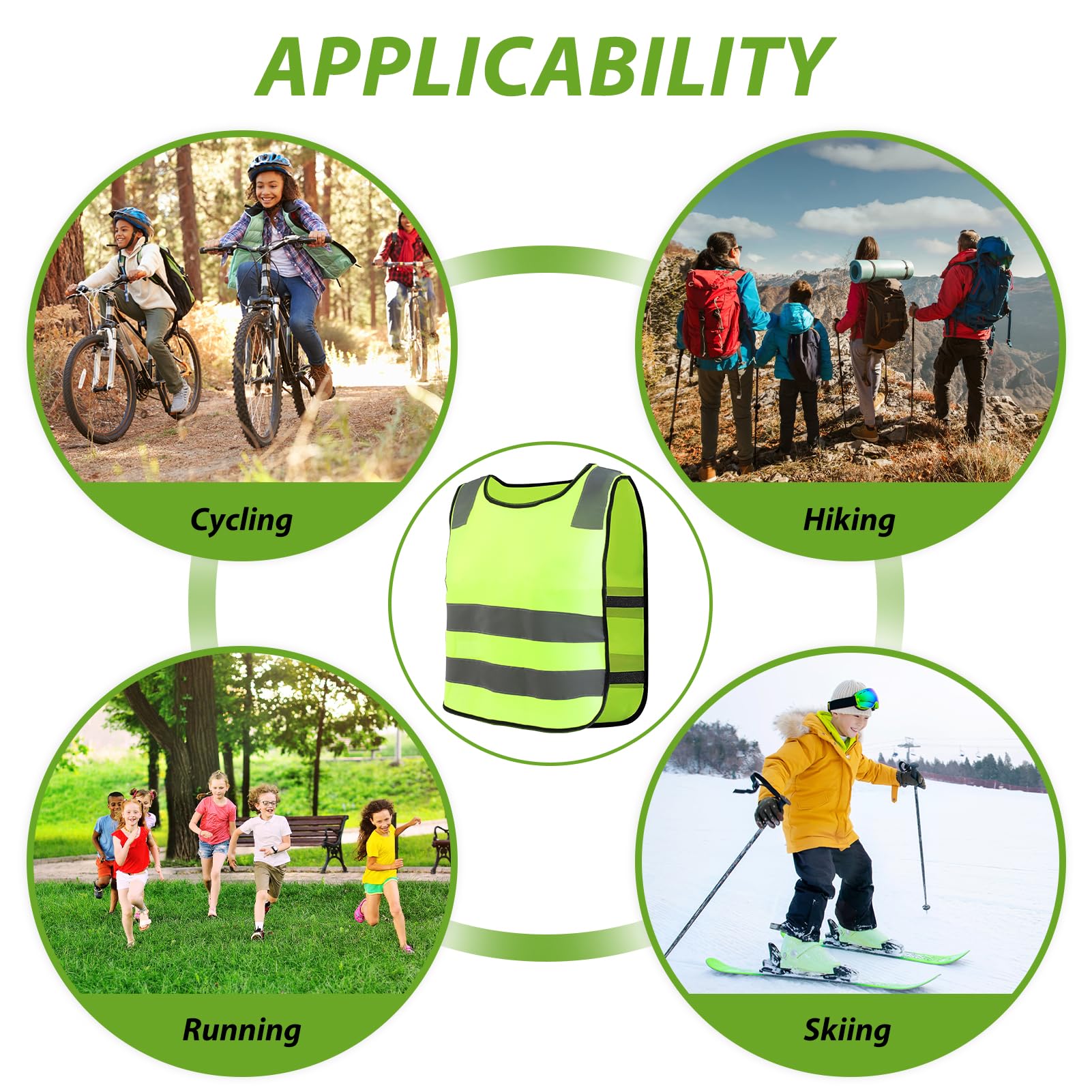 8 Giubbotti Riflettenti Per Bambini | Alta Visibilità 360° | Gilet Sicurezza Unisex | Per Scuola, Bici, Sport - Foto 9
