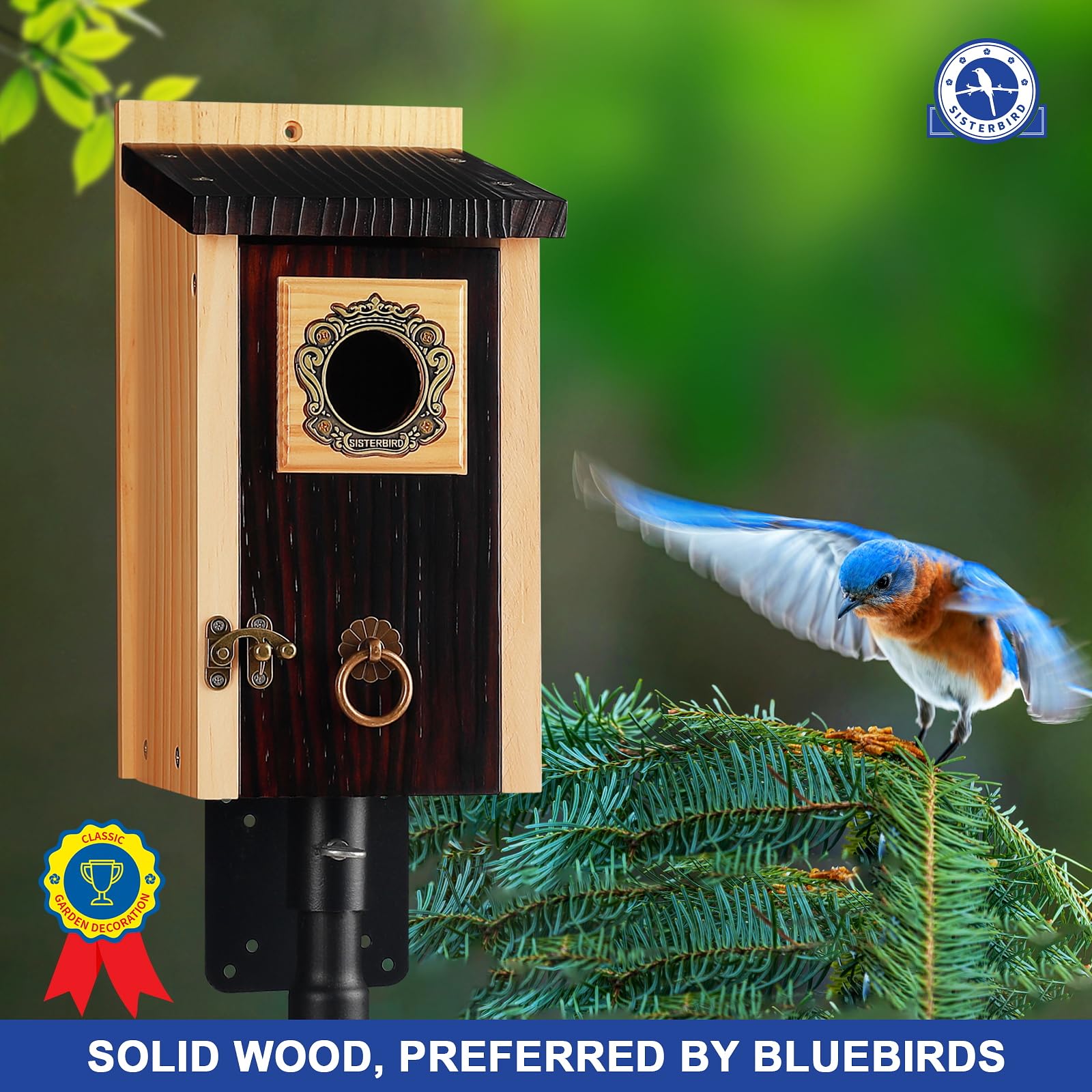 SISTERBIRD 2 Stück Bluebird Häuser für Draußen Vogelhaus Outdoor Geschenk