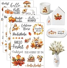 4 Blatt Rub On Sticker Herbst Transferaufkleber Rub Ons Herbst Deko Geschenk Aufkleber Selbstklebend Bunt Rub Ons Folie für Glas Holz Keramik Kleiner Herbstgruß DIY Geschenkideen