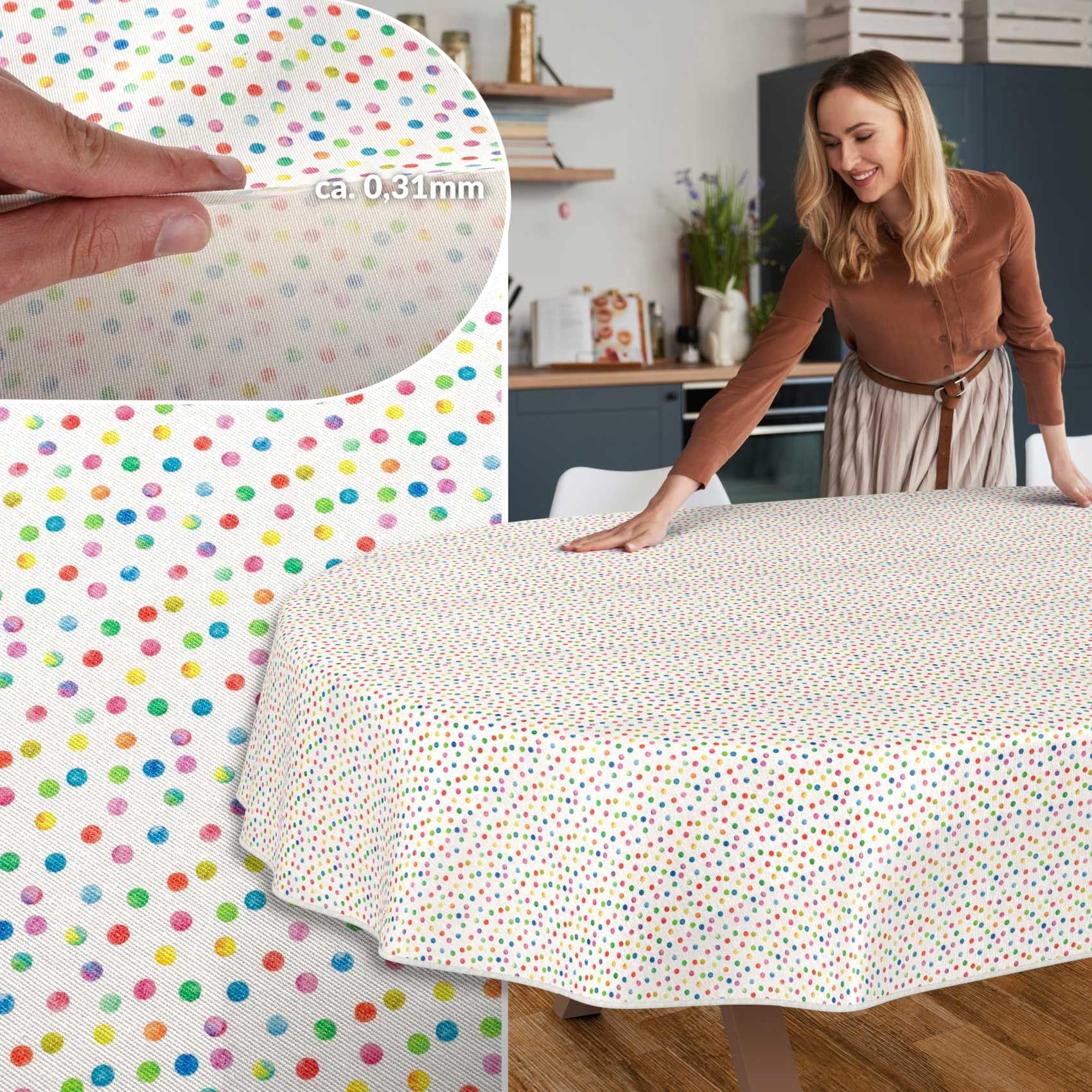 ANRO Mantel de Mesa Tela 70% Algodón 30% Poliéster | Diseño Mimi | Rectangular Ovalado Redondo | Fácil Limpieza 220x140 cm