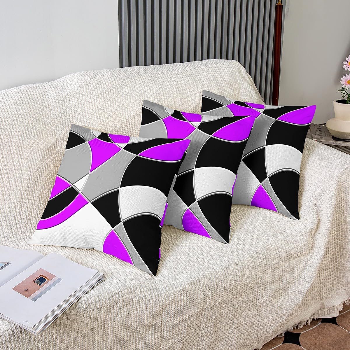 FUTEI Juego De 2 Rayas Negras De 50 X 50 Cm, Decoración Neutra Para El Hogar