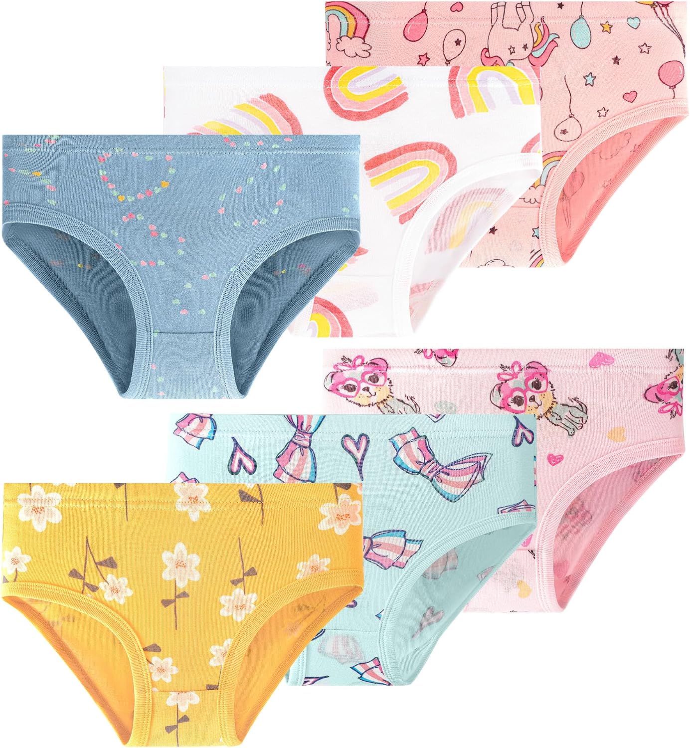 Girls Cotton Soft Breathable Briefs, Toddler Underwear 6 Pairs