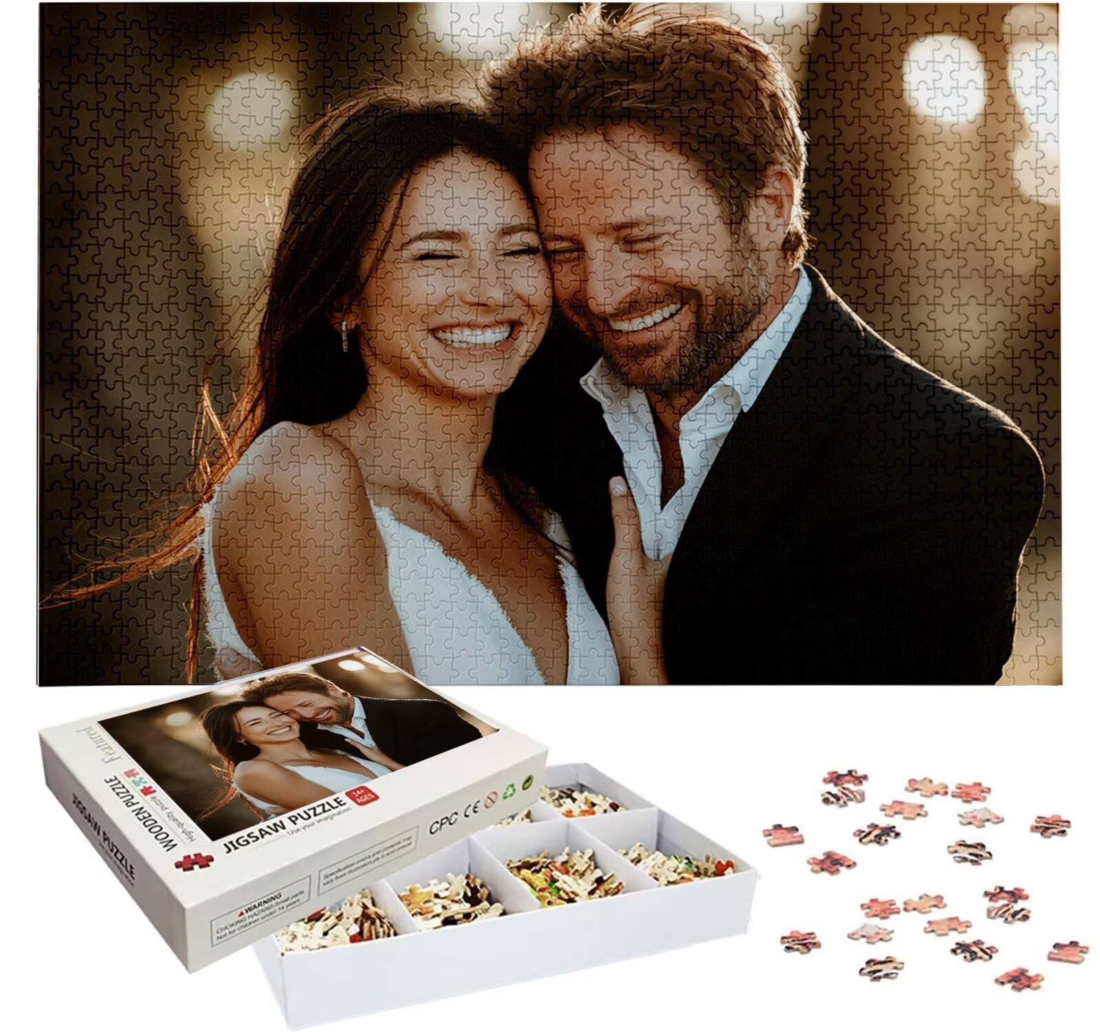 Puzzle Personalizado con Foto, Personalizada Rompecabezas Personalizado Diseña tu Logo Foto o Texto, Personalizado Navidad Halloween San Valentín Parejas Niños Familia Amigos h-3405