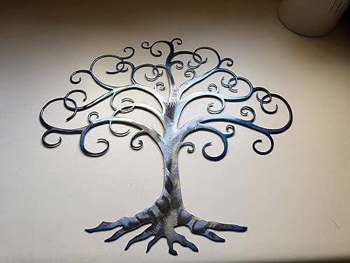 Miniatura 4 de Arte de pared de metal de árbol de la vida arremolinado hecho a mano para el hogar