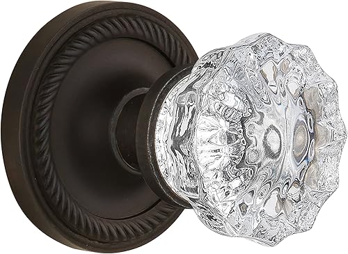Miniatura 4 de Nostalgic Warehouse Roseta de cuerda con pomo de cristal de cristal, DUMMY sencillo, latón sin lacar
