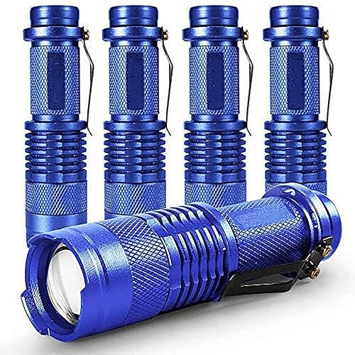 Miniatura 1 de Paquete de 5 mini linternas LED 7W 300LM SK-68 3 modos LED linterna táctica para acampar senderismo emergencia (azul)