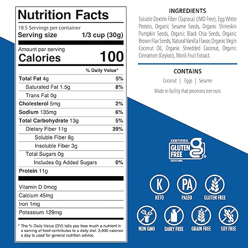 Miniatura 3 de Julian Bakery Cereal ProGranola  Vainilla y canela  0.42 oz de proteína  Paleo  2 carbohidratos netos  Sin gluten  Sin granos  Paquete de 3
