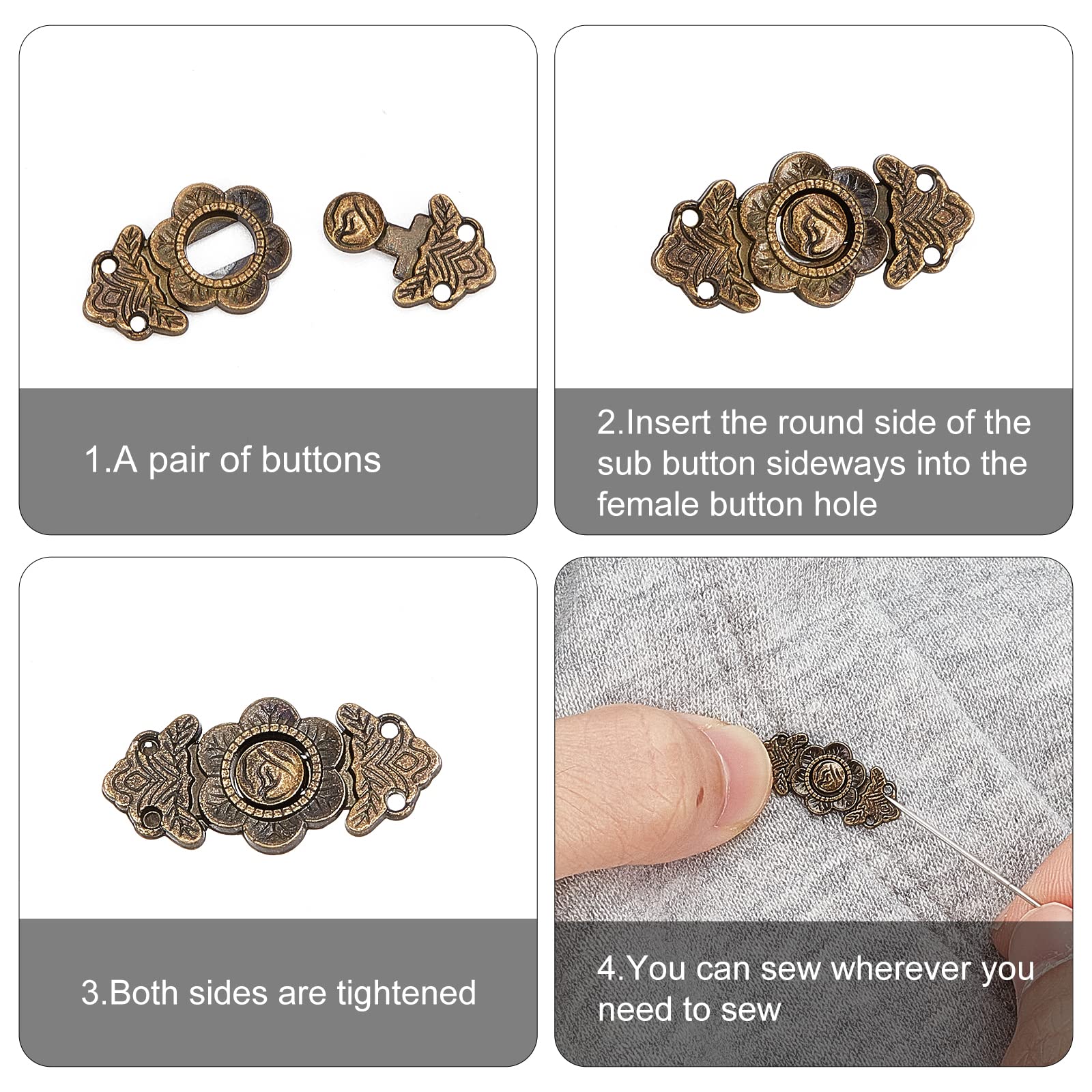FINGERINSPIRE 40 Pcs Doll Sew-on Snap Buttons - Image 4