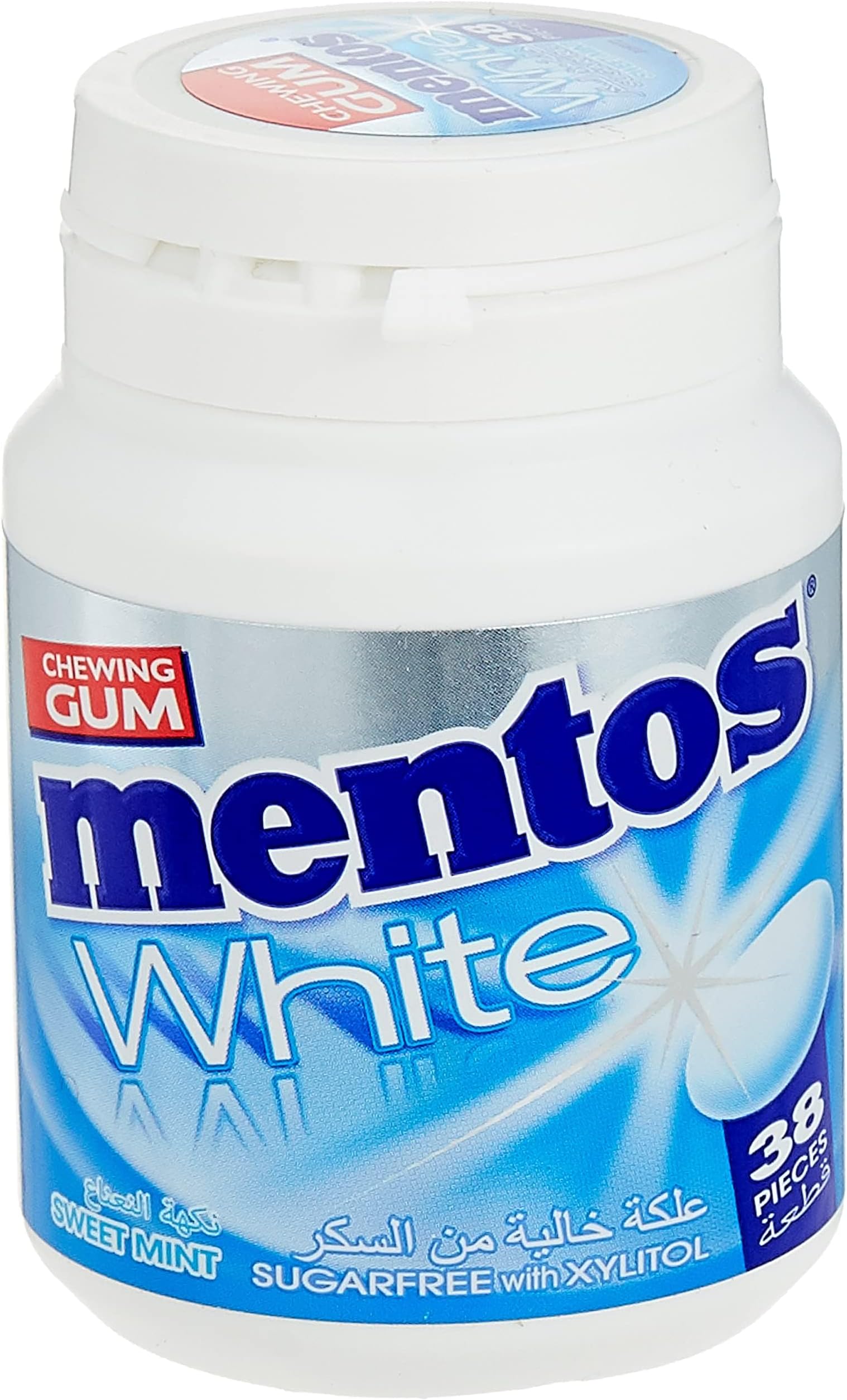 Mentos White Sugar Free Chewing Gum Sweet Mint Flavor 38pcs