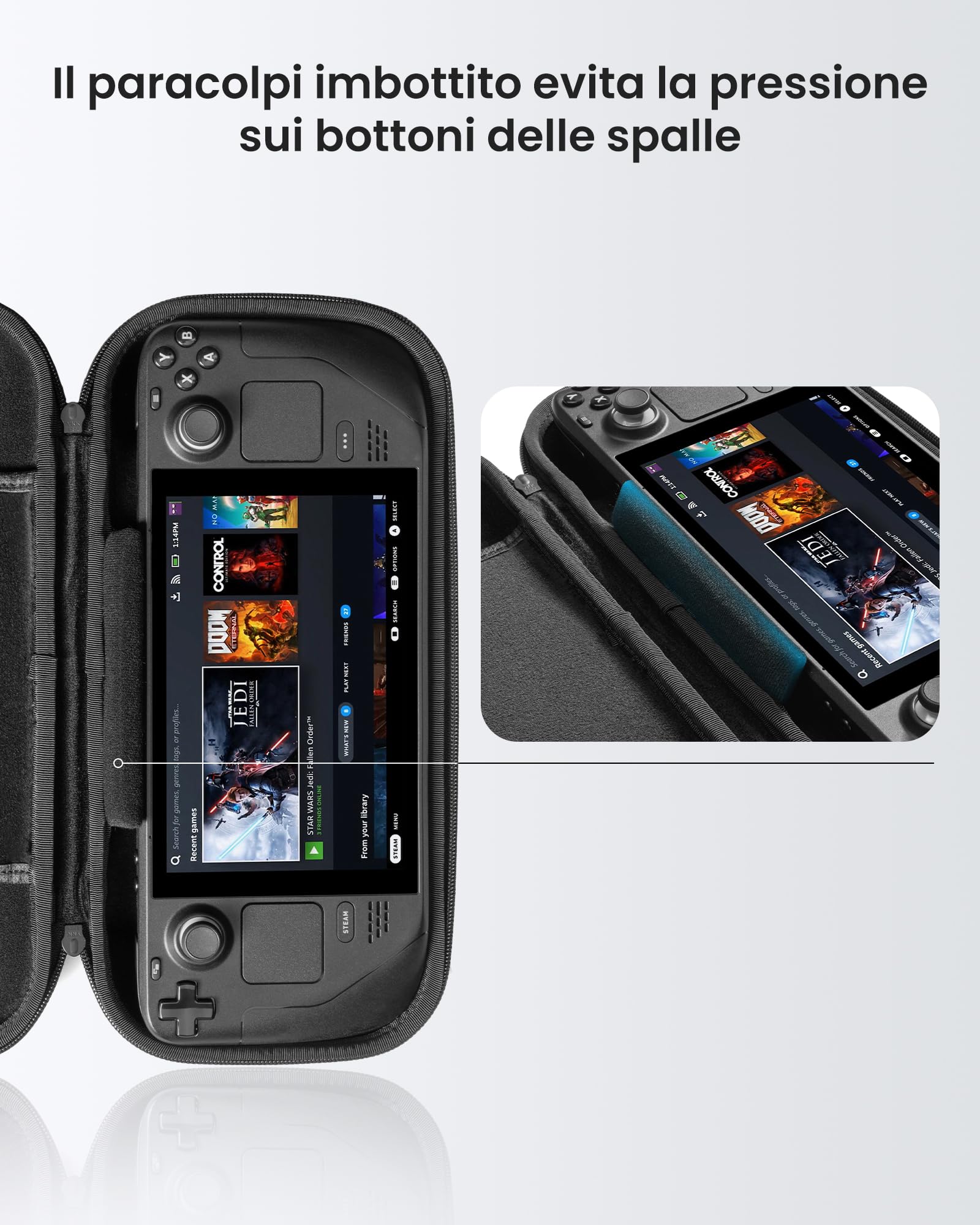 tomtoc Custodia Compatibile con Steam Deck/Steam Deck OLED, Custodia a Guscio Rigido in Filz a Protezione Totale per Console e Accessori Steam Deck, Resistente Agli Urti, per Viaggi o Regali Natale