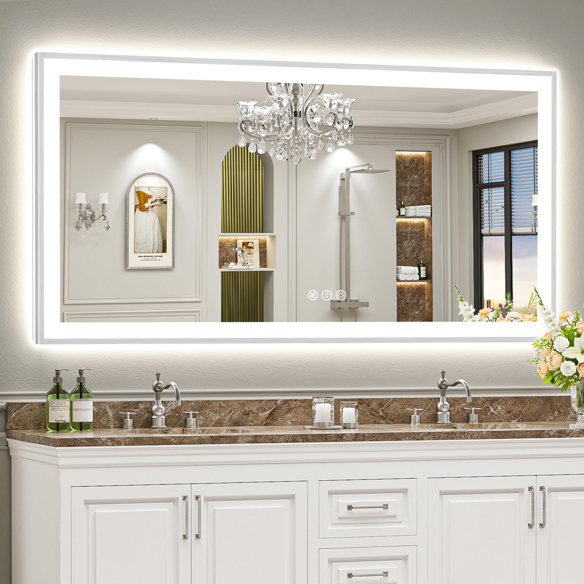 Awandee 72x36 Brushed Nickel LED Mirror